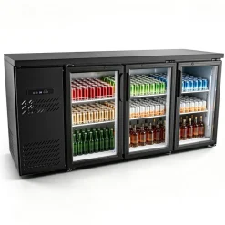 VEVOR Back Bar Cooler, 19.6 Cu. Ft Counter Height Beverage Refrigerator, Commercial Bar Display Fridge w/ 3 Glass Doors, LED Lighting, Fan Cooling Beer Wine Cooler for Pub, Merchandiser, Store
