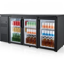 VEVOR Back Bar Cooler, 19.6 Cu. Ft Counter Height Beverage Refrigerator, Commercial Bar Display Fridge w/ 3 Glass Doors, LED Lighting, Fan Cooling Beer Wine Cooler for Pub, Merchandiser, Store