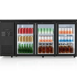 VEVOR Back Bar Cooler, 19.6 Cu. Ft Counter Height Beverage Refrigerator, Commercial Bar Display Fridge w/ 3 Glass Doors, LED Lighting, Fan Cooling Beer Wine Cooler for Pub, Merchandiser, Store