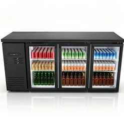 VEVOR Back Bar Cooler, 19.6 Cu. Ft Counter Height Beverage Refrigerator, Commercial Bar Display Fridge w/ 3 Glass Doors, LED Lighting, Fan Cooling Beer Wine Cooler for Pub, Merchandiser, Store