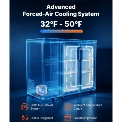 VEVOR Back Bar Cooler, 11.8 Cu. Ft Counter Height Beverage Refrigerator, Commercial Display Fridge w/ 2 Glass Doors, LED Lighting, Shelves, Fan Cooling Beer Wine Cooler for Pub, Merchandiser, Office