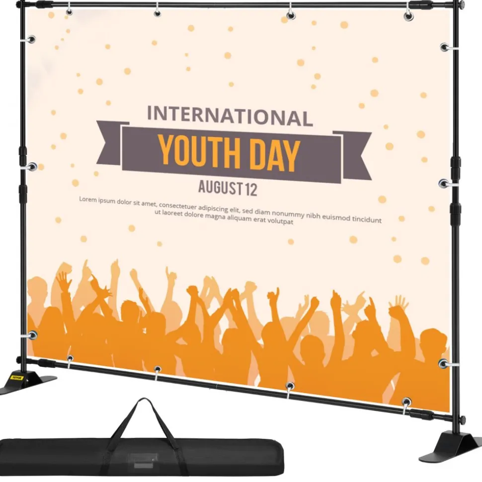 VEVOR Backdrop Banner Stand 8 x 8 Ft Adjustable Heavy Duty Background Stand with 1 Carrying Bag, Backdrop Stand for Parties Wedding Photo Booth Trade Show