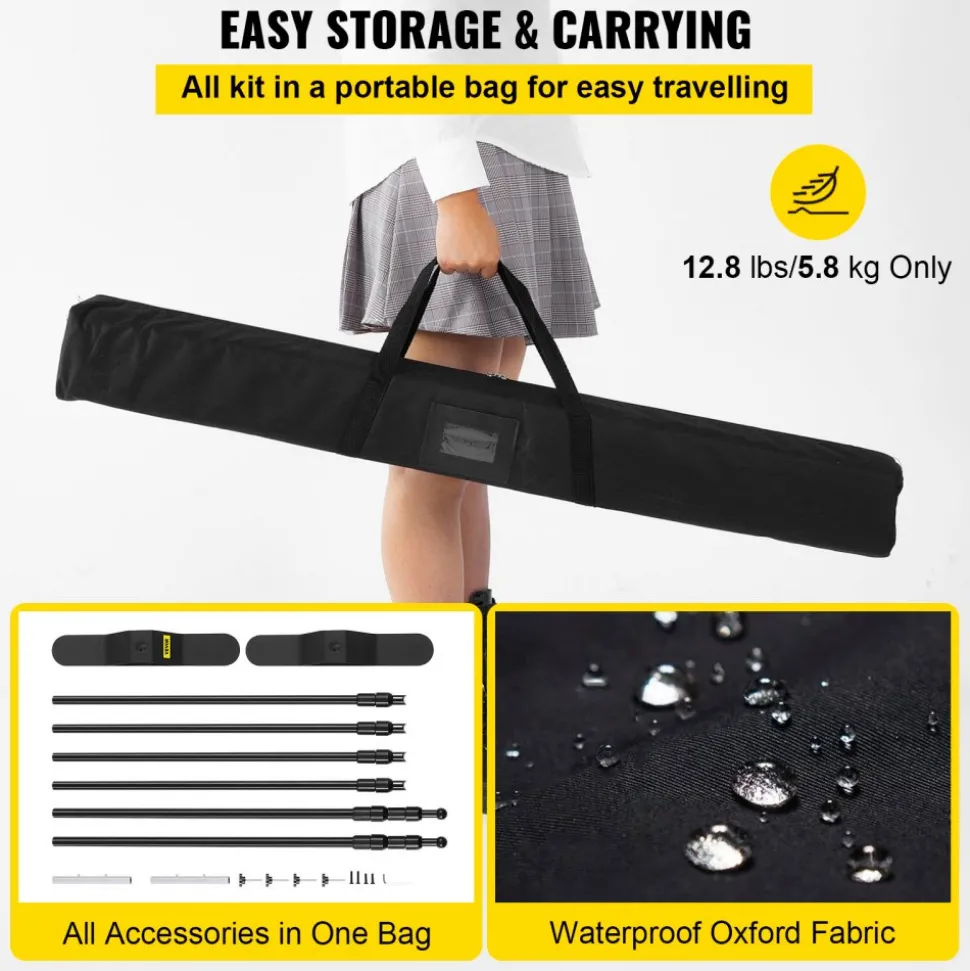 VEVOR Backdrop Banner Stand 8 x 8 Ft Adjustable Heavy Duty Background Stand with 1 Carrying Bag, Backdrop Stand for Parties Wedding Photo Booth Trade Show