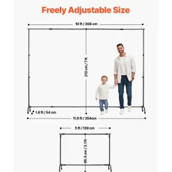 VEVOR Backdrop Stand with Wheels, 7 x 10 ft Adjustable Photo Backdrop Stand Kit, Moveable Background Backdrop Stand, Heavy Duty Projector Screen Stand, for Wedding, Photo Studio & Party