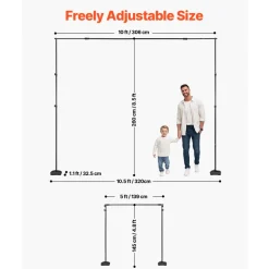 VEVOR Backdrop Stand, 8.5 x 10 ft Adjustable Photo Backdrop Stand Kit, Portable Background Backdrop Stand with 7 Crossbars, Heavy Duty Projector Screen Stand, for Wedding, Photo Video Studio & Party