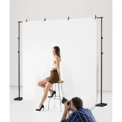 VEVOR Backdrop Stand, 8.5 x 10 ft Adjustable Photo Backdrop Stand Kit, Portable Background Backdrop Stand with 7 Crossbars, Heavy Duty Projector Screen Stand, for Wedding, Photo Video Studio & Party