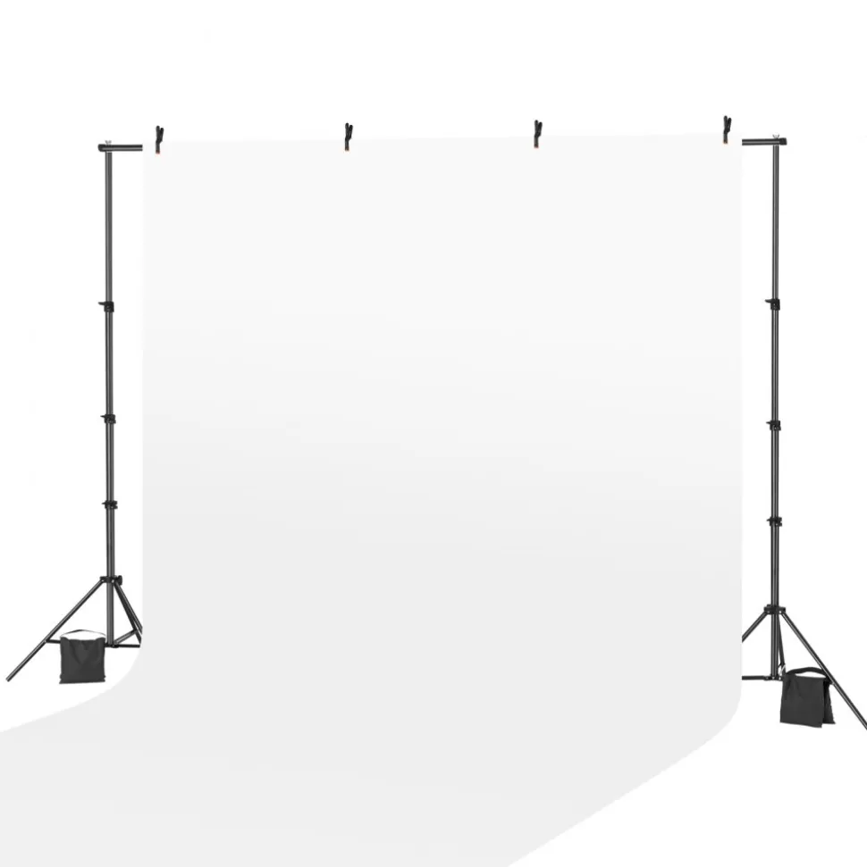 VEVOR Backdrop Stand, 7 x 10 ft Adjustable Photo Backdrop Stand Kit, Portable Background Backdrop Stand with 3 Crossbars, Heavy Duty Projector Screen Stand, for Wedding, Photo Video Studio & Party