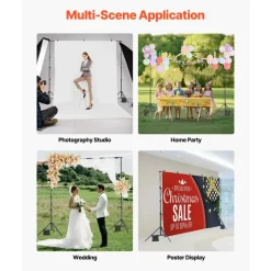 VEVOR Backdrop Stand, 8.5 x 10 ft Adjustable Photo Backdrop Stand Kit, Portable Background Backdrop Stand with 2 Tripods, Heavy Duty Projector Screen Stand, for Wedding, Photo Video Studio & Party