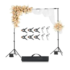 VEVOR Backdrop Stand, 8.5 x 10 ft Adjustable Photo Backdrop Stand Kit, Portable Background Backdrop Stand with 2 Tripods, Heavy Duty Projector Screen Stand, for Wedding, Photo Video Studio & Party