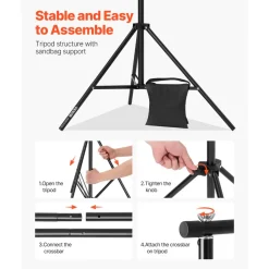 VEVOR Backdrop Stand, 8.5 x 10 ft Adjustable Photo Backdrop Stand Kit, Portable Background Backdrop Stand with 2 Tripods, Heavy Duty Projector Screen Stand, for Wedding, Photo Video Studio & Party
