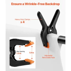 VEVOR Backdrop Stand, 6.5 x 10 ft Adjustable Photo Backdrop Stand Kit, Portable Background Backdrop Stand with 5 Crossbars, Heavy Duty Projector Screen Stand, for Wedding, Photo Video Studio & Party