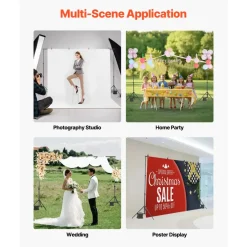 VEVOR Backdrop Stand, 6.5 x 10 ft Adjustable Photo Backdrop Stand Kit, Portable Background Backdrop Stand with 5 Crossbars, Heavy Duty Projector Screen Stand, for Wedding, Photo Video Studio & Party
