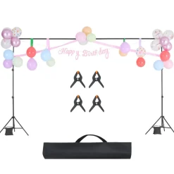 VEVOR Backdrop Stand, 6.5 x 10 ft Adjustable Photo Backdrop Stand Kit, Portable Background Backdrop Stand with 5 Crossbars, Heavy Duty Projector Screen Stand, for Wedding, Photo Video Studio & Party