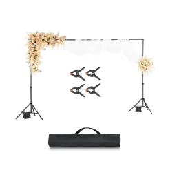 VEVOR Backdrop Stand, 6.5 x 10 ft Adjustable Photo Backdrop Stand Kit, Portable Background Backdrop Stand with 5 Crossbars, Heavy Duty Projector Screen Stand, for Wedding, Photo Video Studio & Party