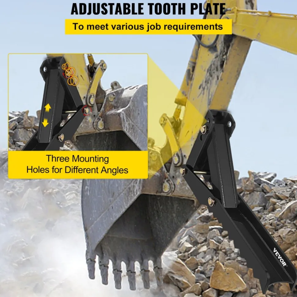 VEVOR Backhoe Excavator Thumb Attachments, 36 inch Adjustable Extreme Weld On Backhoe Thumb Hoe Clamp 1/2 Inch Teeth Thick Steel Plate 16MM Assembly Bolt-On Design