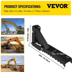VEVOR Backhoe Excavator Thumb Attachments, 36 inch  Adjustable Extreme Weld On Backhoe Thumb Hoe Clamp 1/2 Inch Teeth Thick Steel Plate 16MM Assembly Bolt-On Design