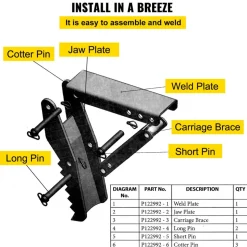 VEVOR Backhoe Excavator Thumb Attachments, 36 inch Adjustable Extreme Weld On Backhoe Thumb Hoe Clamp 1/2 Inch Teeth Thick Steel Plate 16MM Assembly Bolt-On Design