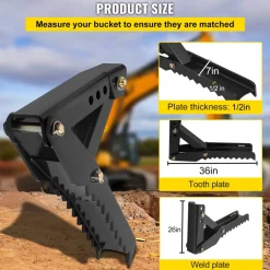 VEVOR Backhoe Excavator Thumb Attachments, 36 inch Adjustable Extreme Weld On Backhoe Thumb Hoe Clamp 1/2 Inch Teeth Thick Steel Plate 16MM Assembly Bolt-On Design