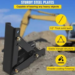 VEVOR 18" Backhoe Thumb, 1/2" Teeth Thickness Heavy Duty Excavator Thumb, Black Steel Weld On Thumb Attachments with 12mm Bolt-On Design Adjustable Mechanical Thumb for Backhoe/Excavator
