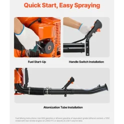 VEVOR Backpack Fogger Sprayer, 63CC 3HP Engine, Gas Powered Fogger Sprayer with 4 Gallon Tank, Powder and Liquid Mister Duster System for Effective Fleas Ticks Critters Control, Gardening & Farming