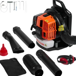 VEVOR Backpack Leaf Blower, 63CC 2-Cycle Gas Leaf Blower with 1.89L Fuel Tank, 1110CFM Air Volume 220MPH Speed, Ideal for Lawn Care, Leaf Cleaning, and Snow Removal