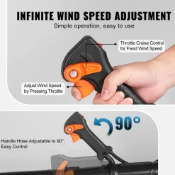 VEVOR Backpack Leaf Blower, 63CC 2-Cycle Gas Leaf Blower with 1.89L Fuel Tank, 1110CFM Air Volume 220MPH Speed, Ideal for Lawn Care, Leaf Cleaning, and Snow Removal