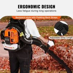 VEVOR Backpack Leaf Blower, 63CC 2-Cycle Gas Leaf Blower with 1.89L Fuel Tank, 1110CFM Air Volume 220MPH Speed, Ideal for Lawn Care, Leaf Cleaning, and Snow Removal