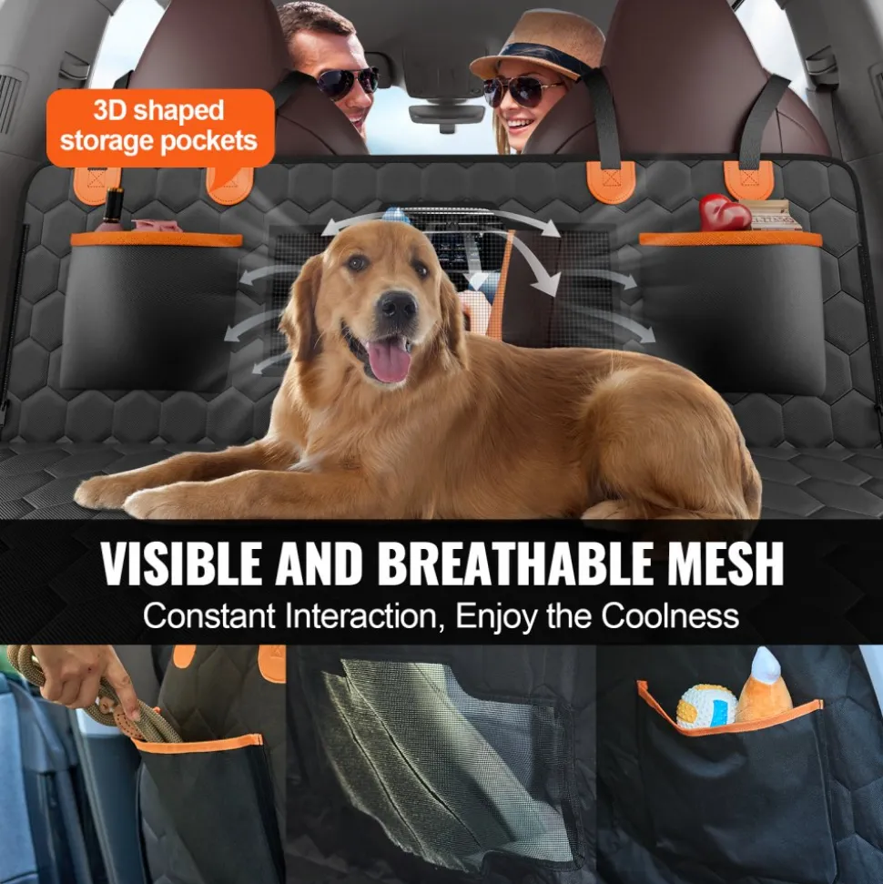 VEVOR Back Seat Extender, Dog Car Seat Cover for Back Seat Bed with Mesh Window and Storage Pocket, Supports 350lbs Dog Hammock for Car Dog Car Bed 54"x25.6" for Car, SUV, Truck