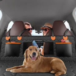 VEVOR Back Seat Extender, Dog Car Seat Cover for Back Seat Bed with Mesh Window and Storage Pocket, Supports 350lbs Dog Hammock for Car Dog Car Bed 54