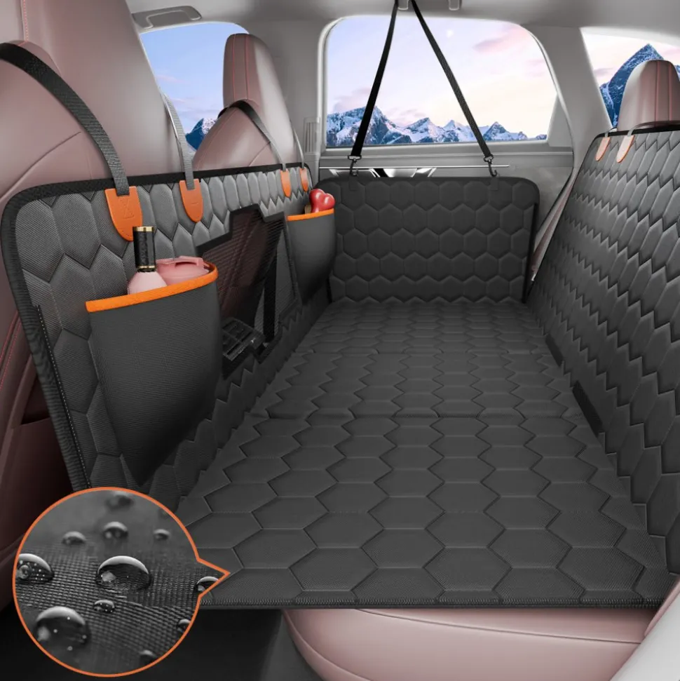 VEVOR Back Seat Extender, Dog Car Seat Cover for Back Seat Bed with Mesh Window and Storage Pocket, Supports 350lbs Dog Hammock for Car Dog Car Bed 54"x25.6" for Car, SUV, Truck
