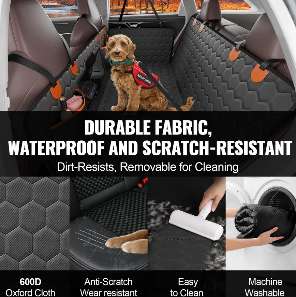 VEVOR Back Seat Extender, Dog Car Seat Cover for Back Seat Bed with Mesh Window and Storage Pocket, Supports 350lbs Dog Hammock for Car Dog Car Bed 54"x25.6" for Car, SUV, Truck