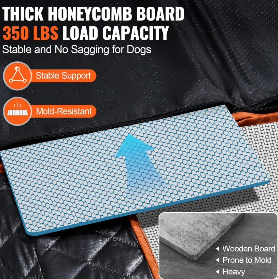 VEVOR Back Seat Extender, Dog Car Seat Cover for Back Seat Bed with Mesh Window and Storage Pocket, Supports 350lbs Dog Hammock for Car Dog Car Bed 54"x25.6" for Car, SUV, Truck