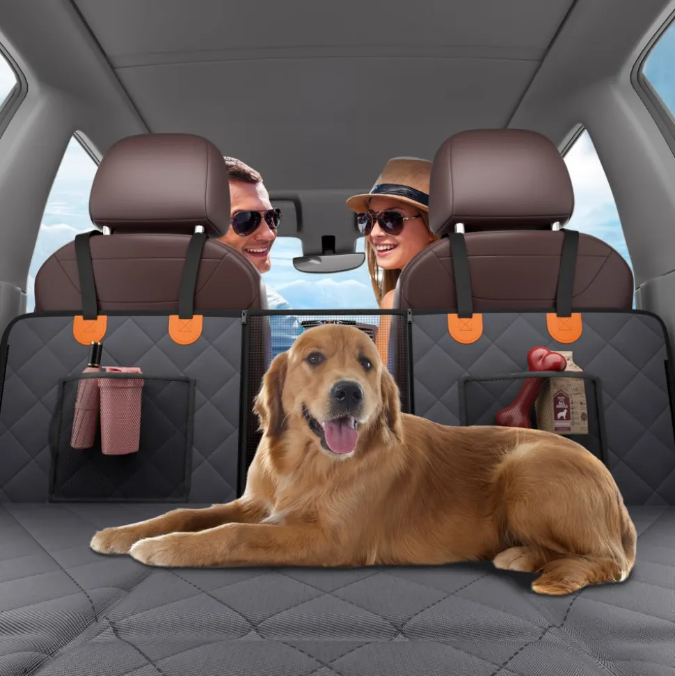 VEVOR Back Seat Extender, Dog Car Seat Cover for Back Seat Bed with Mesh Window and Storage Pocket, Supports 400lbs Dog Hammock for Car Dog Car Bed 57.4"x30.3" for Truck