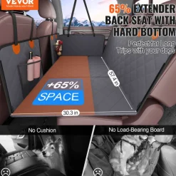 VEVOR Back Seat Extender, Dog Car Seat Cover for Back Seat Bed with Mesh Window and Storage Pocket, Supports 400lbs Dog Hammock for Car Dog Car Bed 57.4