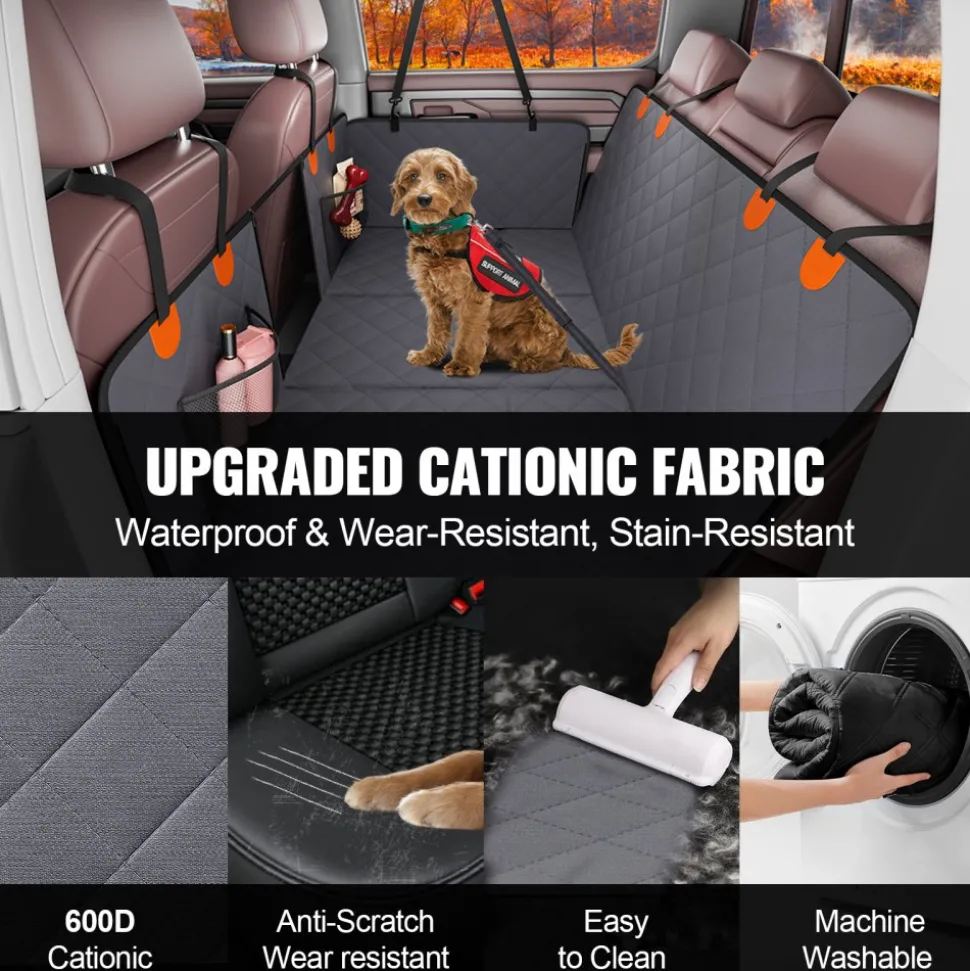 VEVOR Back Seat Extender, Dog Car Seat Cover for Back Seat Bed with Mesh Window and Storage Pocket, Supports 400lbs Dog Hammock for Car Dog Car Bed 57.4"x30.3" for Truck