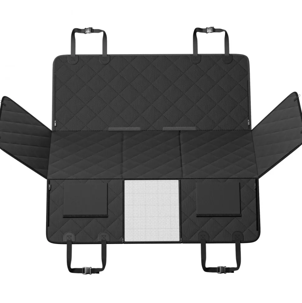 VEVOR Back Seat Extender for Dogs,Dog Hammock for Car Back seat, Dog Car Seat Cover with Hard Bottom Dog Car Seat Bed 53"x24.8" ,Supports 350lb with Mesh Window and Storage Pocket for Car, SUV,Truck