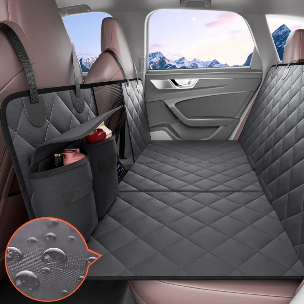 VEVOR Back Seat Extender for Dogs,Dog Hammock for Car Back seat,Waterproof Hard Bottom Dog Car Seat Cover for Back Seat 54"x24",Supports 400lbs with Mesh Window and Storage Pocket for Car, SUV