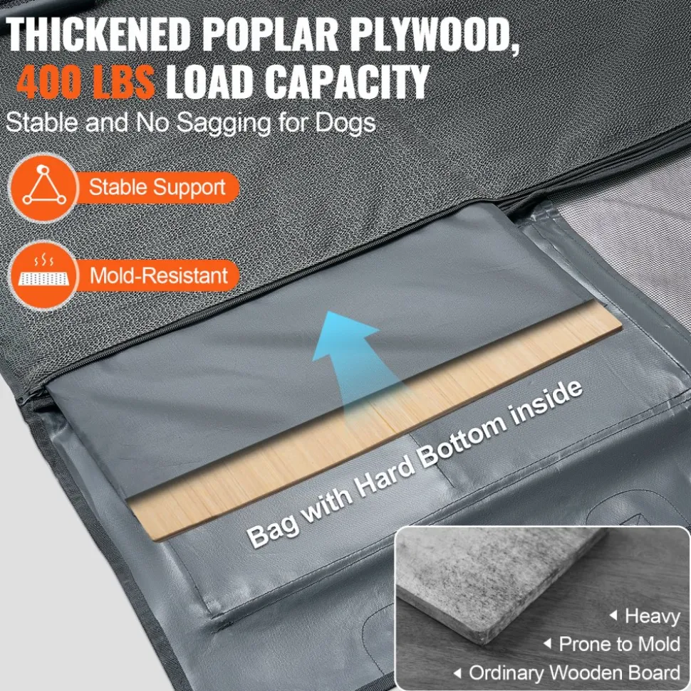 VEVOR Back Seat Extender for Dogs,Dog Hammock for Car Back seat,Waterproof Hard Bottom Dog Car Seat Cover for Back Seat 54"x24",Supports 400lbs with Mesh Window and Storage Pocket for Car, SUV