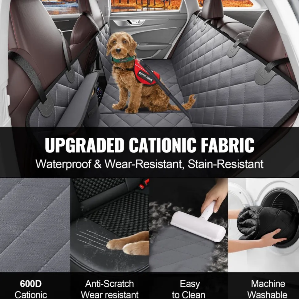 VEVOR Back Seat Extender for Dogs,Dog Hammock for Car Back seat,Waterproof Hard Bottom Dog Car Seat Cover for Back Seat 54"x24",Supports 400lbs with Mesh Window and Storage Pocket for Car, SUV