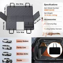 VEVOR Back Seat Extender for Dogs,Dog Hammock for Car Back seat,Waterproof Hard Bottom Dog Car Seat Cover for Back Seat 54