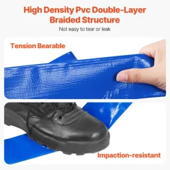 VEVOR Backwash Hose, 2 in x 100 ft, Blue High Quality PVC Hose, with Clamps, Camlock, Aluminum Fittings, Fit Various Pumps, for Sewage Treatment, Water Transportation and More Agricultural Purposes