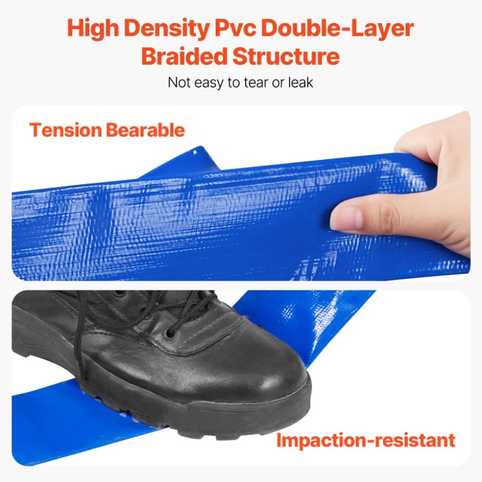VEVOR Backwash Hose, 2 in x 100 ft, Blue High Quality PVC Hose, with Clamps, Camlock, Aluminum Fittings, Fit Various Pumps, for Sewage Treatment, Water Transportation and More Agricultural Purposes
