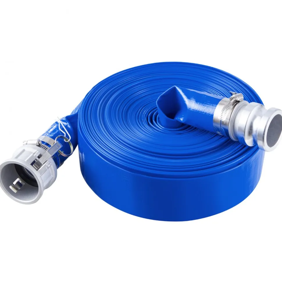 VEVOR Backwash Hose, 2 in x 100 ft, Blue High Quality PVC Hose, with Clamps, Camlock, Aluminum Fittings, Fit Various Pumps, for Sewage Treatment, Water Transportation and More Agricultural Purposes