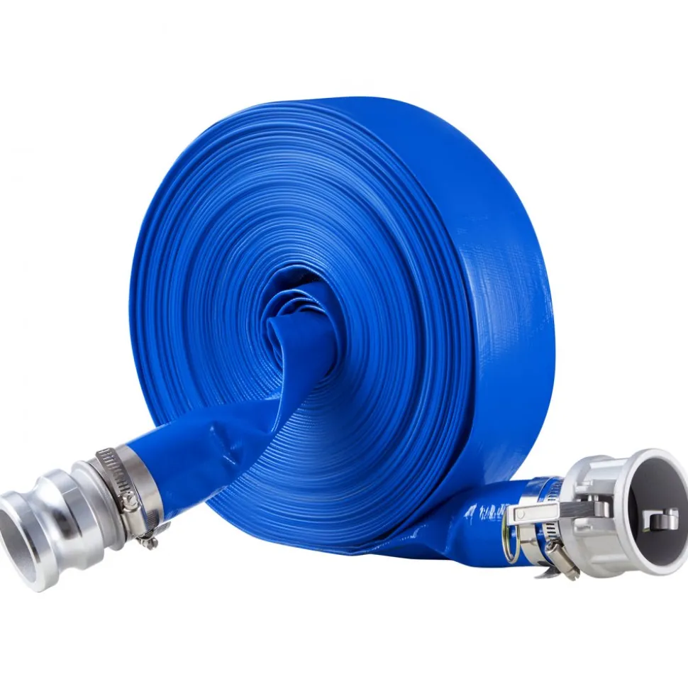 VEVOR Backwash Hose, 2 in x 100 ft, Blue High Quality PVC Hose, with Clamps, Camlock, Aluminum Fittings, Fit Various Pumps, for Sewage Treatment, Water Transportation and More Agricultural Purposes