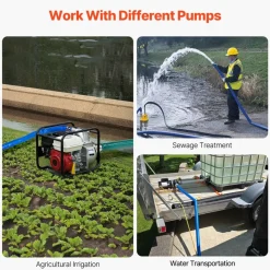 VEVOR Backwash Hose, 2 in x 100 ft, Blue High Quality PVC Hose, with Clamps, Camlock, Aluminum Fittings, Fit Various Pumps, for Sewage Treatment, Water Transportation and More Agricultural Purposes