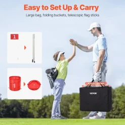 VEVOR Backyard Golf Game, 3 Hole Golf Course, Golf Game Practice Games, Golf Chipping Game for Family, Adults and Kids, Portable Outdoor Yard Golf Game for Lawn, Yard, Camping, Park, Beach