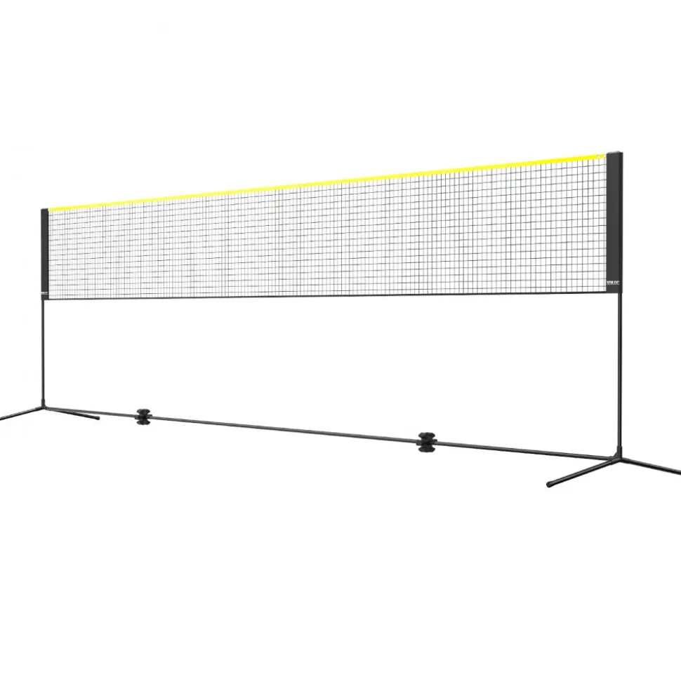 VEVOR Badminton Net, Height Adjustable Volleyball Net, 20ft Wide Foldable Pickleball Net, Portable Tennis Net Set with Poles, Stand, Bag, Rackets, Nylon Shuttlecocks, Kid Backyard Indoor Outdoor Use