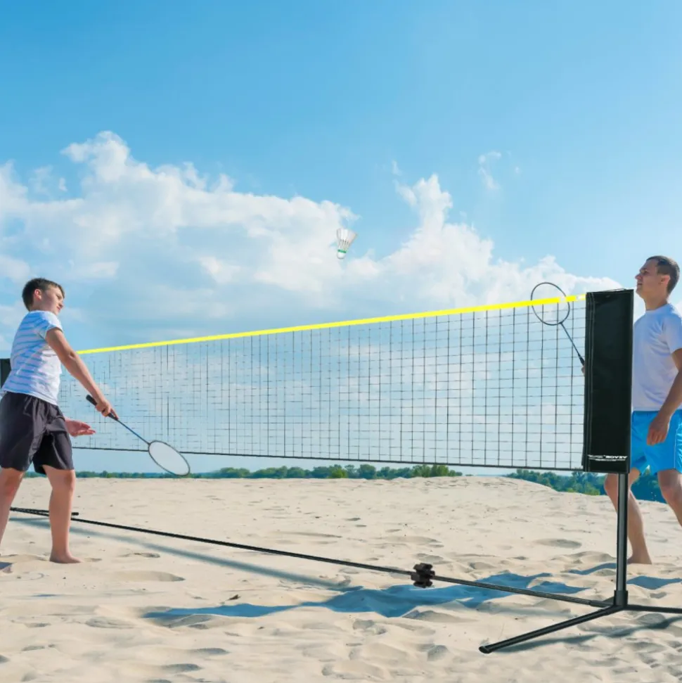 VEVOR Badminton Net, Height Adjustable Volleyball Net, 20ft Wide Foldable Pickleball Net, Portable Tennis Net Set with Poles, Stand, Bag, Rackets, Nylon Shuttlecocks, Kid Backyard Indoor Outdoor Use