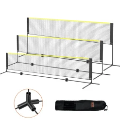 VEVOR Badminton Net, Height Adjustable Volleyball Net, 14ft Wide Foldable Pickleball Net, Portable Easy Setup Tennis Net Set with Poles, Stand and Carry Bag, for Kids Backyard Game Indoor Outdoor Use