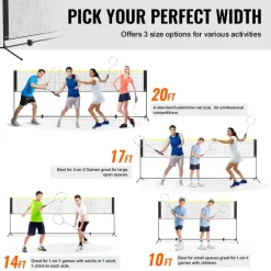 VEVOR Badminton Net, Height Adjustable Volleyball Net, 14ft Wide Foldable Pickleball Net, Portable Easy Setup Tennis Net Set with Poles, Stand and Carry Bag, for Kids Backyard Game Indoor Outdoor Use